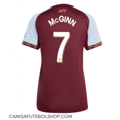 Camisa de time de futebol Aston Villa John McGinn #7 Replicas 1º Equipamento Feminina 2025-26 Manga Curta Camisa de time de futebol Aston Villa John McGinn #7 Replicas 1º Equipamento Feminina 2025-26 Manga Curta